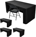 Nasitos 4 Pack 8 ft Black Table Cloth Fitted Trade Show Covers - Open
