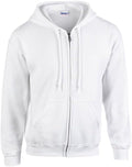 Gildan White Full Zip Hoodie - Cozy 50/50 Blend