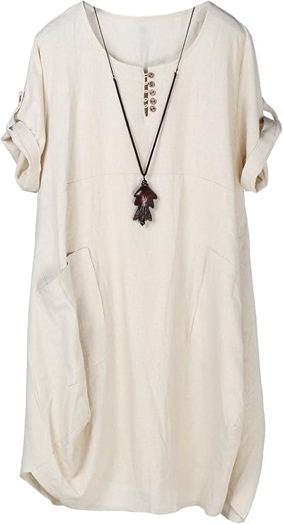 Minibee Women's Ruffle Oversize Casual Midi Dresses with Pockets