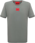 HUGO Men's Ribbed Crew Neck T-Shirt with Center Logo Design