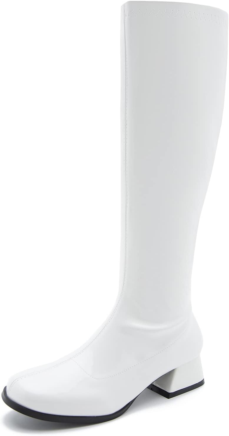 GOGO Boots for Women, Stylish Knee High Low Block Heel Shoes