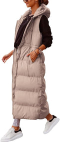 Shanfetl Women's Long Quilted Hooded Maxi Vest - Warm Layering