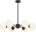 Mid Century Sputnik Chandelier 6-Light Globe - Matte Black
