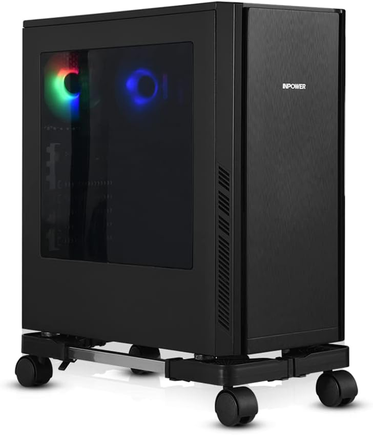 Adjustable CPU Stand with Caster Wheels - Floor Mobility Boost