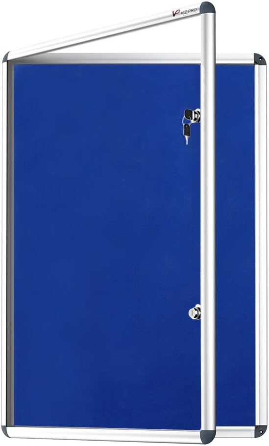 VIZ-PRO Lockable Noticeboard 48x36 Inches for Secure Display