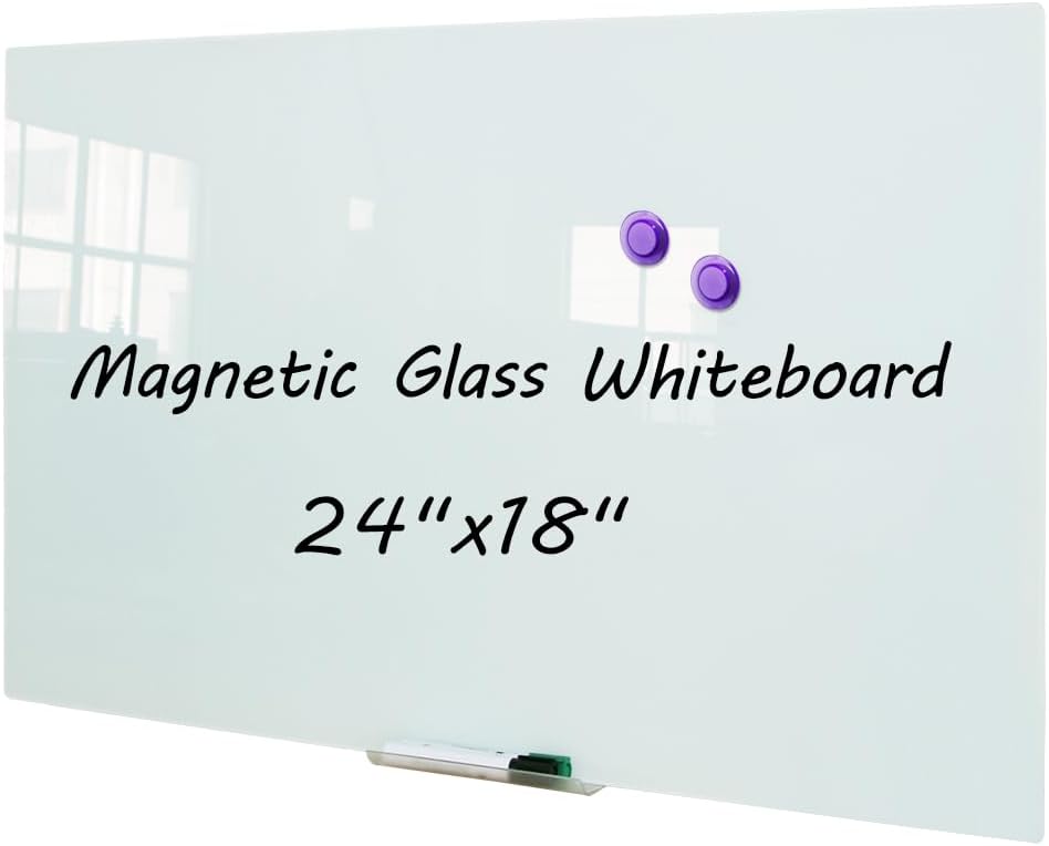 DEVELOP Magnetic Glass Whiteboard - 24 x 18 Inches Frameless