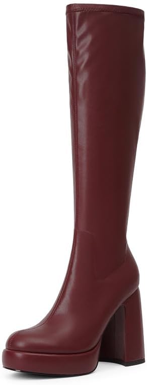 Modatope Platform Knee High Boots for Women with Chunky Heel