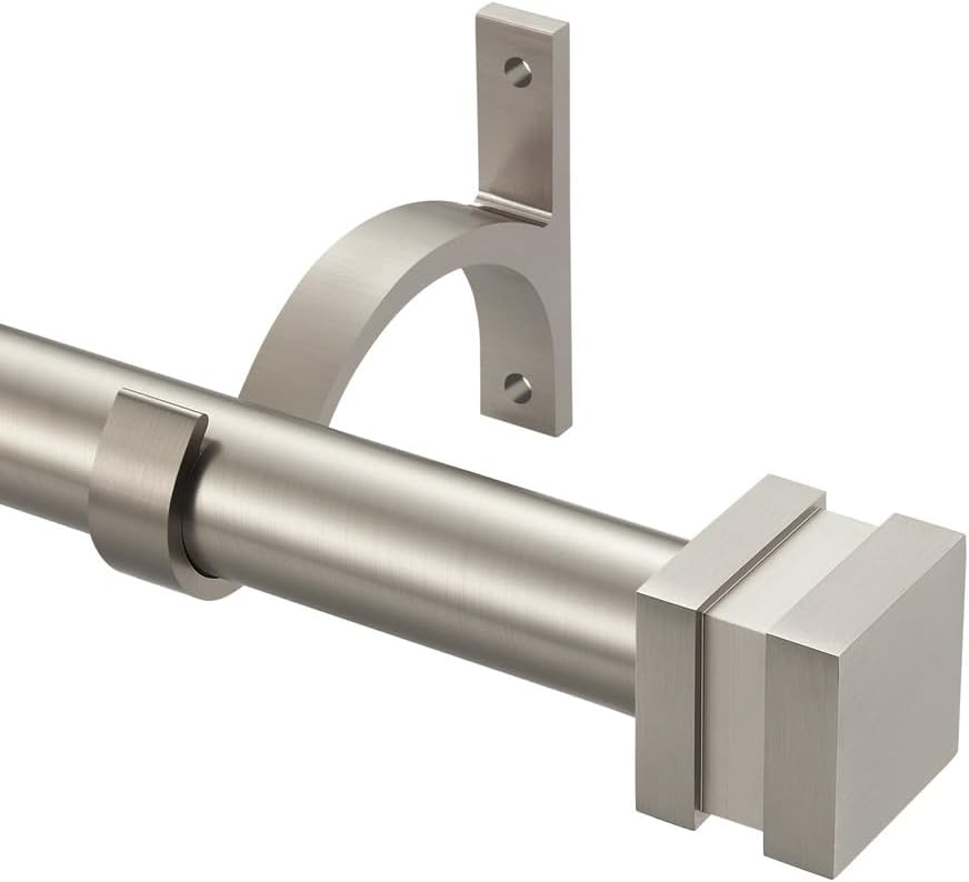 Hosmile Brushed Nickel Curtain Rods - Stylish & Sturdy 1 Inch Diameter