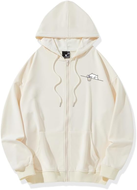 Cute Cat Hoodie: Kawaii Lightweight Zip-Up