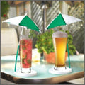 Set of 2 Bamboo Coasters with Cocktail Umbrella Holder