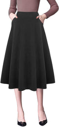Plaid Skirts for Womens High Waist Aline Pleated Midi Skirt - Warm