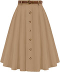Belle Poque Women's Vintage High Waist A-Line Midi