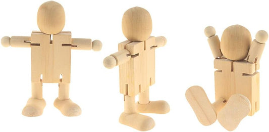 AKOAK 3 Pcs Natural Wooden Robot Toys - Creative DIY Fun!