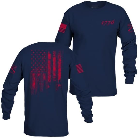 Grunt Style 1776 Flag Long Sleeve Men's T-Shirt for Comfort