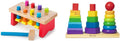 Geometric Stacker and Deluxe Pounding Bench - Wooden Educational Toy
