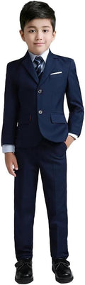 Boys Navy Tuxedo Suit for Kids Slim Fit 5 Piece - Adjustable Waist