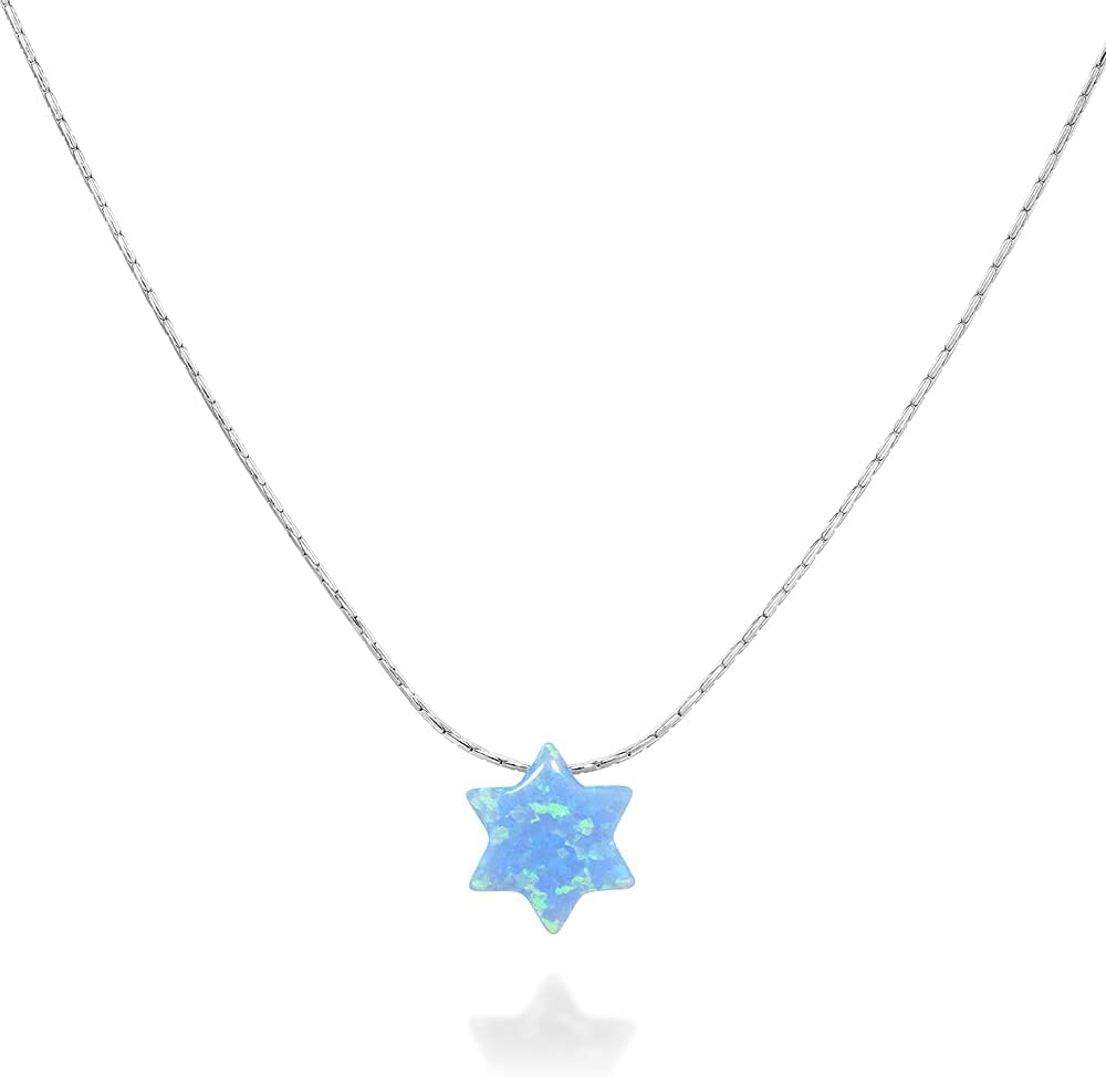 Opal Star of David Necklace - Minimalist Jewish Choker Design