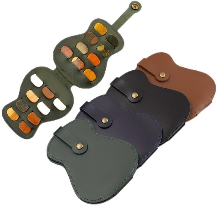 Handmade Leather Guitar Pick Holder - 18 Slots for Picks