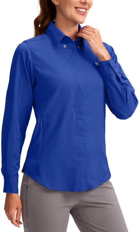Womens Sun Protection Fishing Shirt with Zipper Pockets
