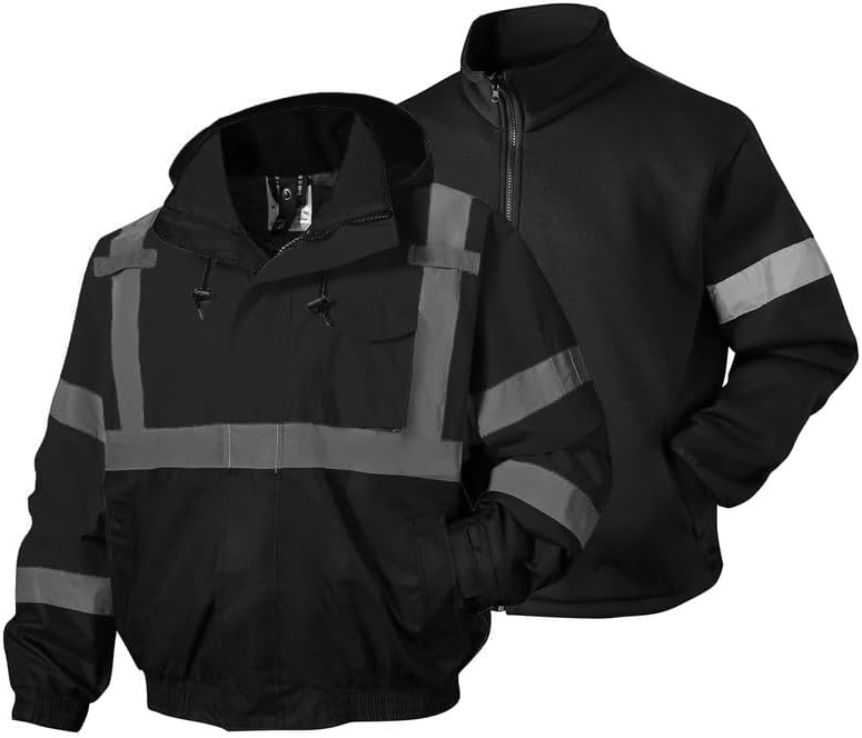 High Visibility 3-in-1 Winter Bomber Jacket for Men - Waterproof