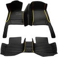 Custom Car Floor Mats Black with Yellow Strips - Full Coverage