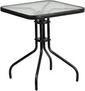 23.5 in Square Tempered Glass Metal Table - Bistro Patio Table