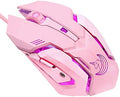 Pink Gaming Mouse Silent Click LED Backlit Optical Wired Mouse