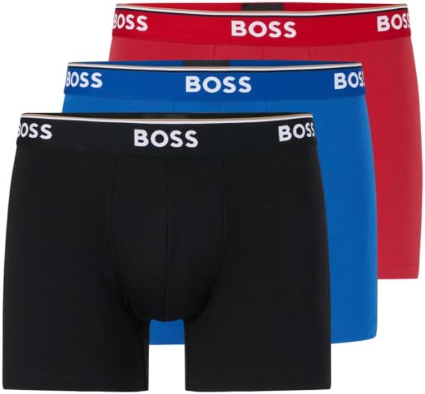 BOSS Men's Stretch Cotton Boxer Briefs 3 Pack for Comfort
