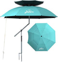 8ft Large Beach Patio Umbrella with Sand Anchor - Heavy Duty Wind UV