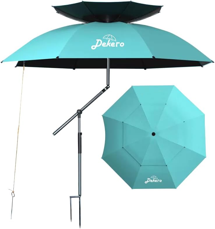 8ft Large Beach Patio Umbrella with Sand Anchor for Sun Shade