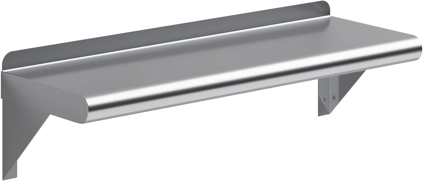 Stainless Steel Wall Shelf 24in Long 8in Deep for Kitchen Use