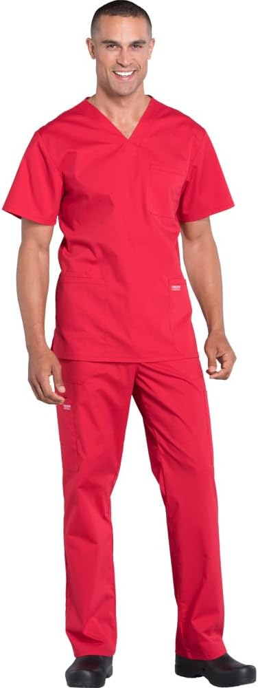 Cherokee Scrub Set for Men - 4 Pocket V-Neck Top & Cargo Pants