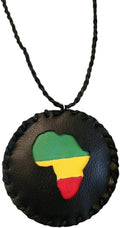 Africa Medallion Necklace with Rasta Colors - Handbraided Style