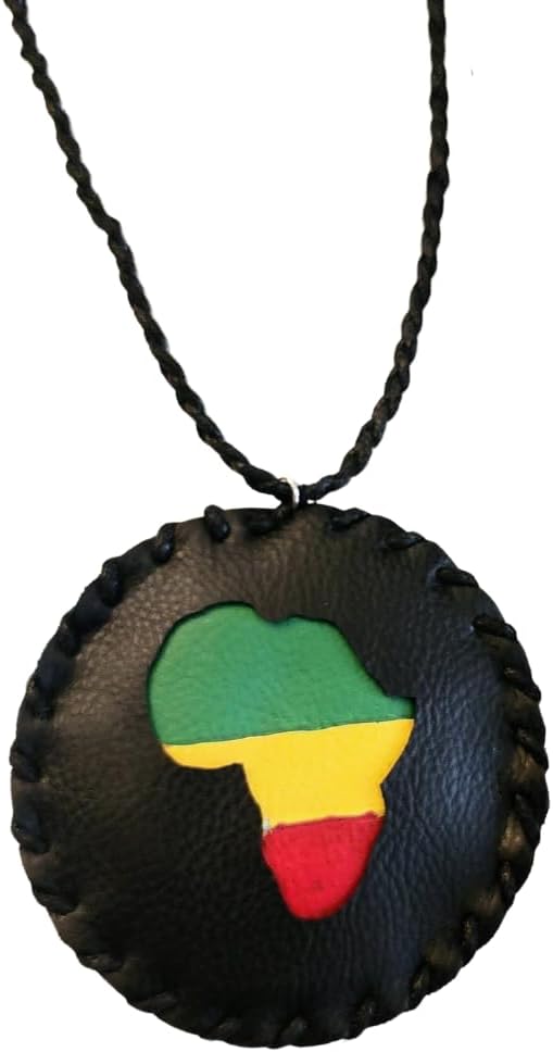 Handmade Africa Medallion Necklace with Rasta Colors for Style