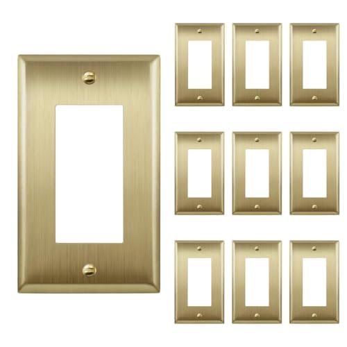 Brushed Brass Wall Plate for Decorator Switches and Outlets 10-Pack