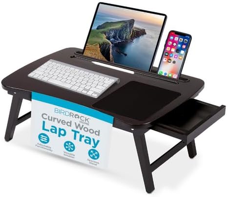 BIRDROCK HOME Curved Wood Lap Tray for Laptops Up to 17 in