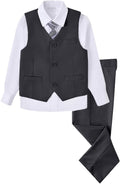 Boys 4 Piece Slim Fit Suit Set - Classic Formal Outfit for Special
