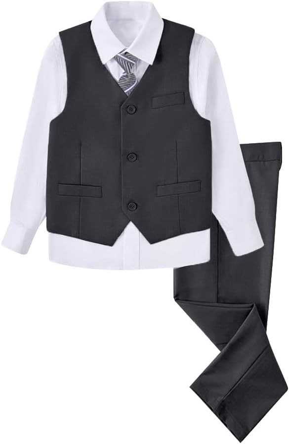 Boys 4 Pieces Slim Fit Suits Set for Formal Dresswear Events