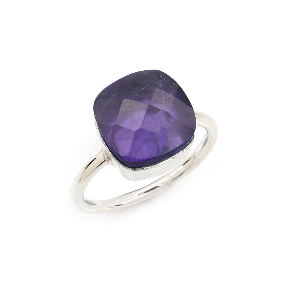 925 Sterling Silver Ring with Natural Amethyst for Women
