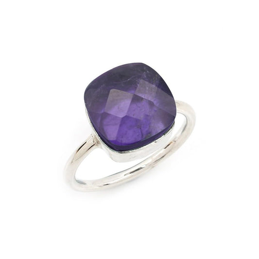 925 Sterling Silver Ring with Natural Amethyst for Women