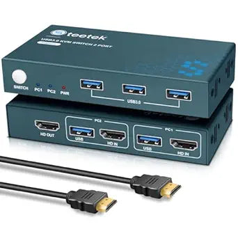 USB 3.0 KVM Switch for 2 Computers and 1 Monitor Setup