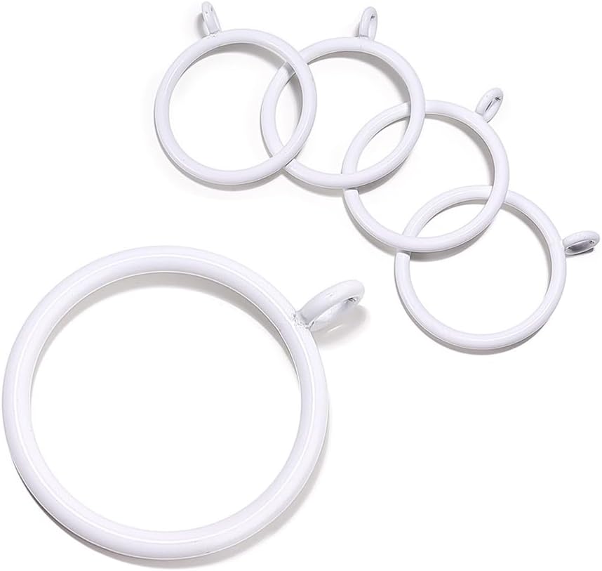 Set of 20 White Metal Curtain Rings, 1.5 Inner Diameter - Easy Organization by Wenkoni
