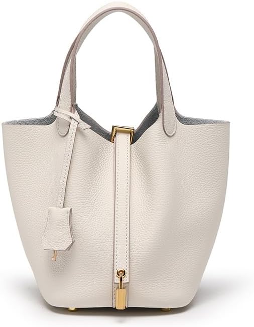 GeRRiT Women's Handbag Leather Lychee Pattern Top Bucket Bag
