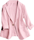 Lightweight 3/4 Sleeve Linen Blazer for Women by IDEALSANXUN
