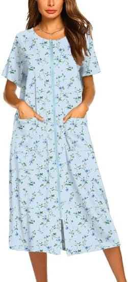 Ekouaer Robes For Women Zipper Front Bathrobe Soft Loungewear