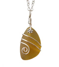 Handmade in Hawaii Wire Wrapped Sea Glass Necklace - Yellow November