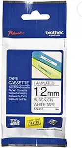 Brother Tape Laminated Black on White 12mm TZe231 for Versatile Use