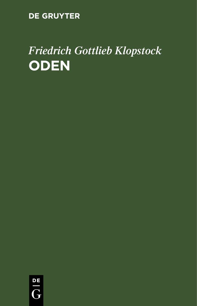 Oden German Edition by Friedrich Gottlieb Klopstock - A Literary Gem