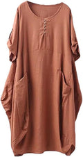 Minibee Ruffle Oversize Casual Midi Dress with Pockets - Breezy