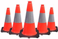 18 in Orange PVC Traffic Cones (5 Cones) - Reflective 6 in Collar